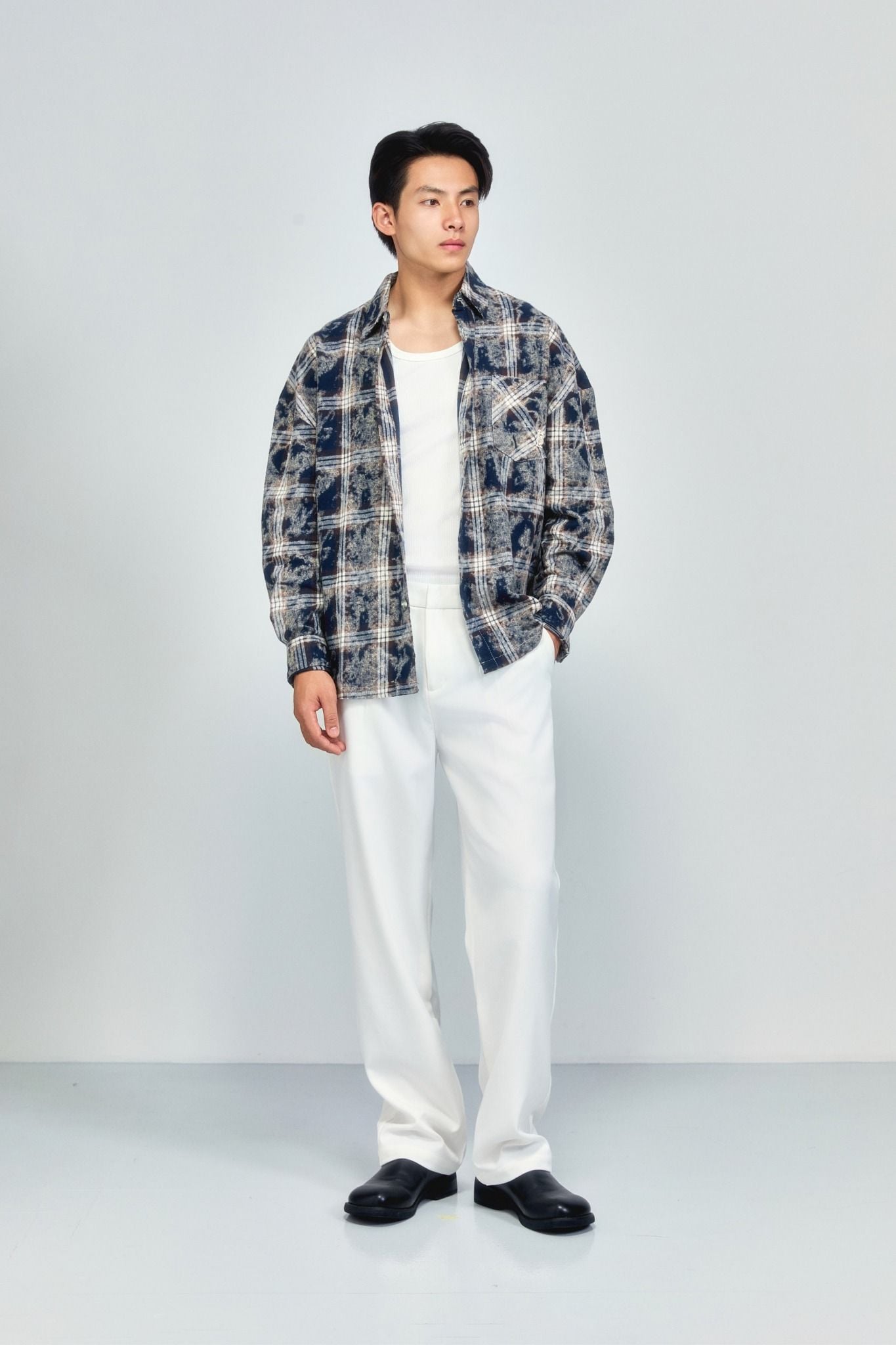 Áo Sơ Mi Oversize Flannel Thêu Logo 3D
