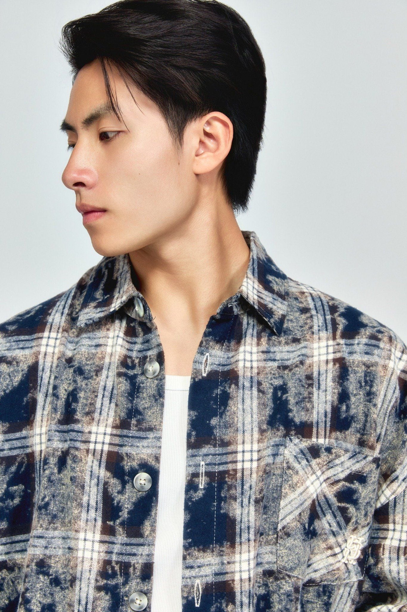 Áo Sơ Mi Oversize Flannel Thêu Logo 3D