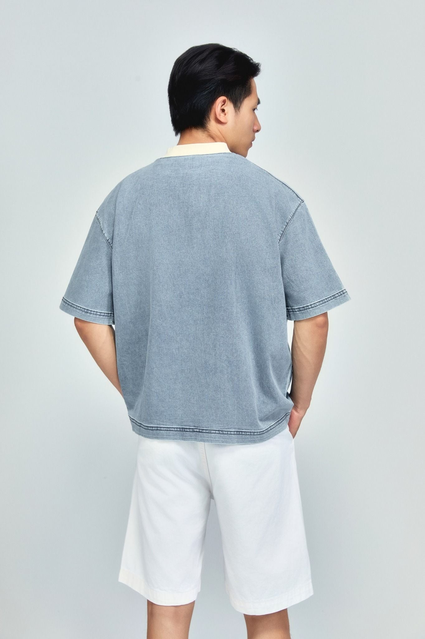 Áo Thun Boxy Denim Bleach Wash