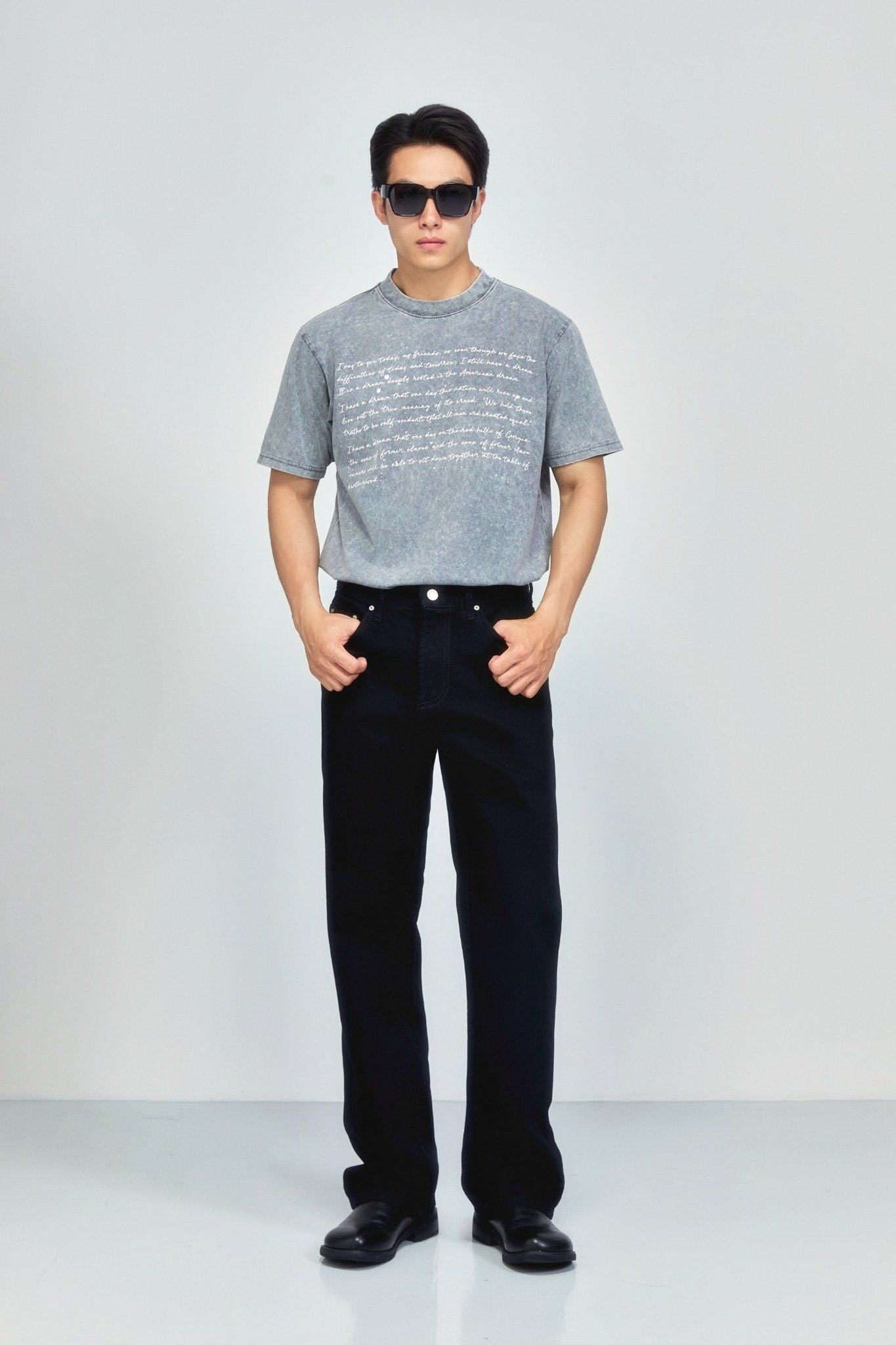  Áo Thun Wash Handwriting Letter 