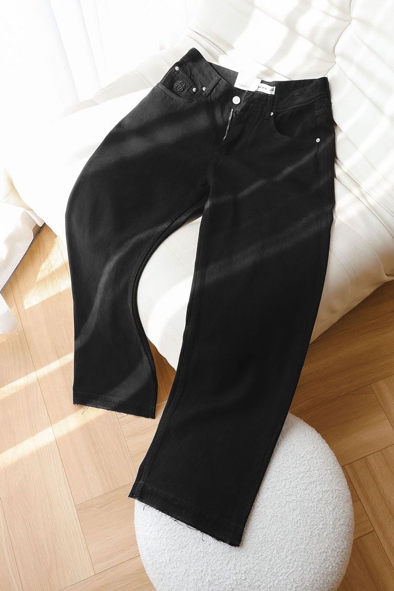 Quần Jean Straight Wedding Black White