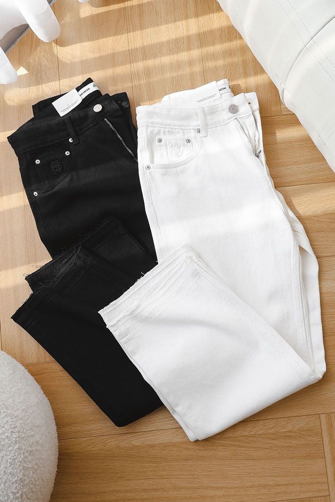 Quần Jean Straight Wedding Black White