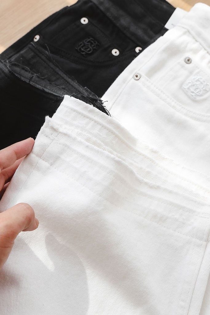 Quần Jean Straight Wedding Black White