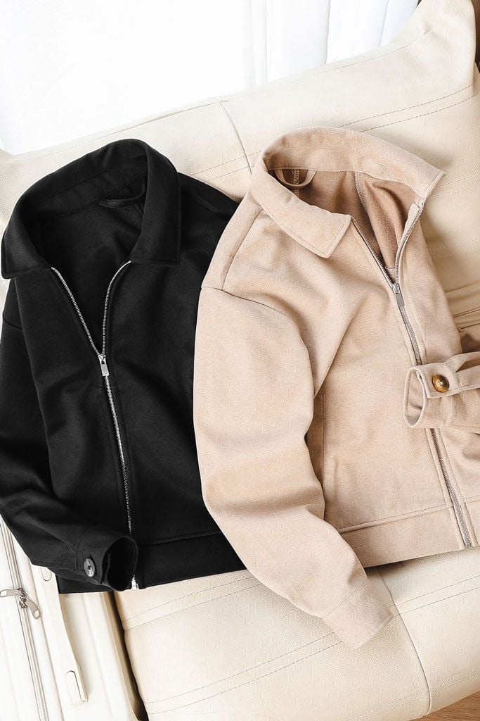 Áo Khoác Dạ Relaxed Zipper Basic