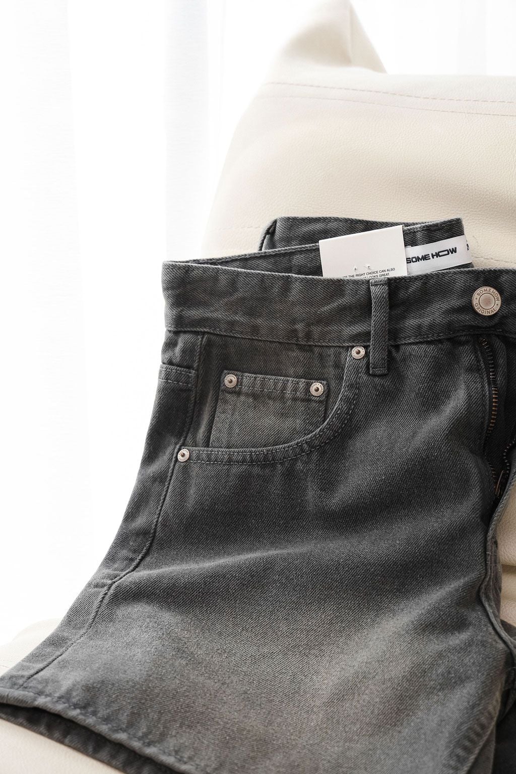 Quần Short Straight Jean Distress Casual Gray V1