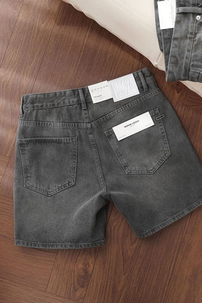 Quần Short Straight Jean Distress Casual Gray V1
