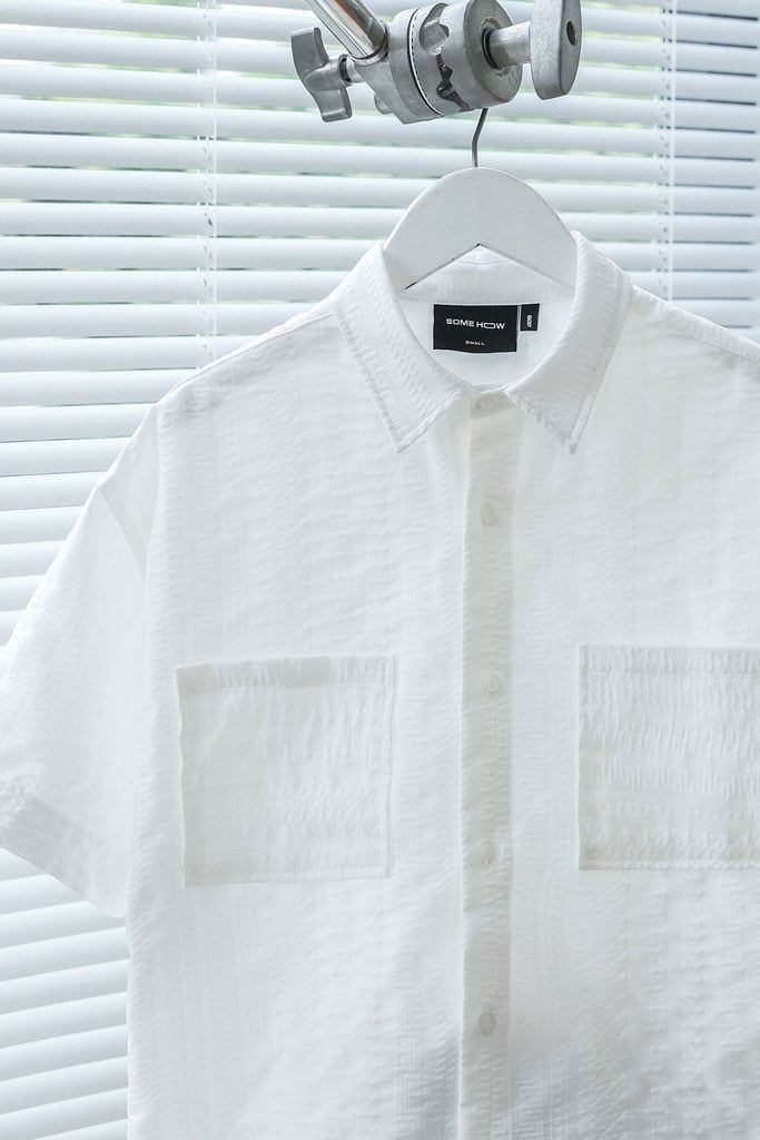Áo Sơ Mi Boxy Đắp Túi Cotton Blend