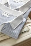 Áo Polo Oversize Oxford Sọc Phối Thun
