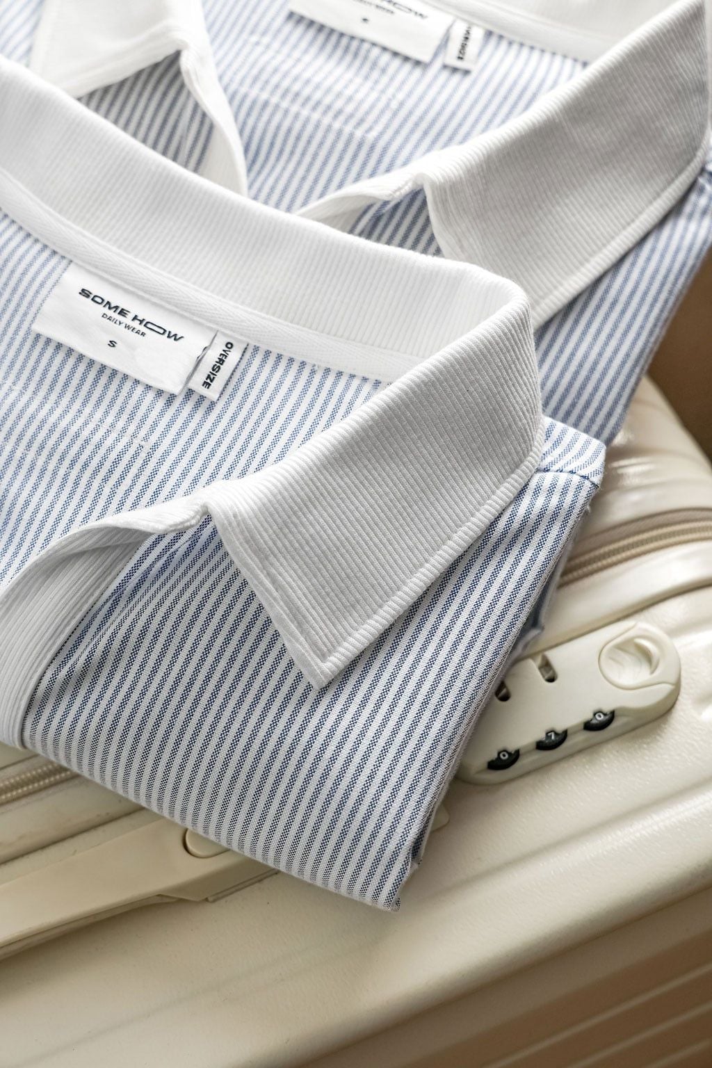 Áo Polo Oversize Oxford Sọc Phối Thun