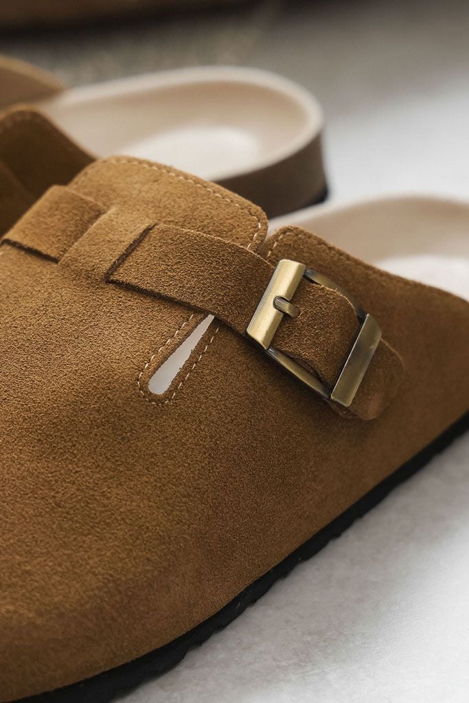 Dép Suede Clogs Mules Brown