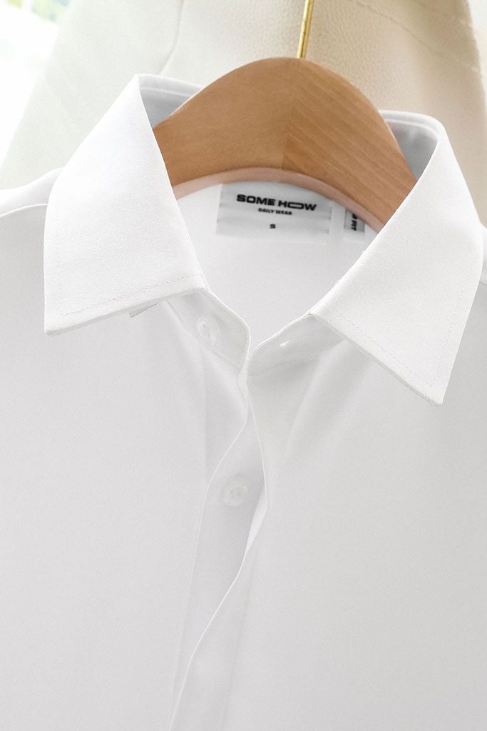 Áo Sơ Mi Basic Hid Buttons White Label
