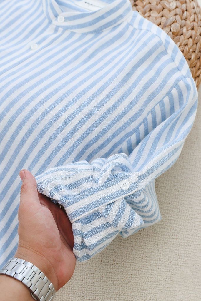 Áo Sơ Mi Relaxed Cổ Trụ Linen