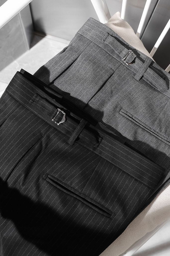 Quần Tây Straight Pinstripe Sidetab