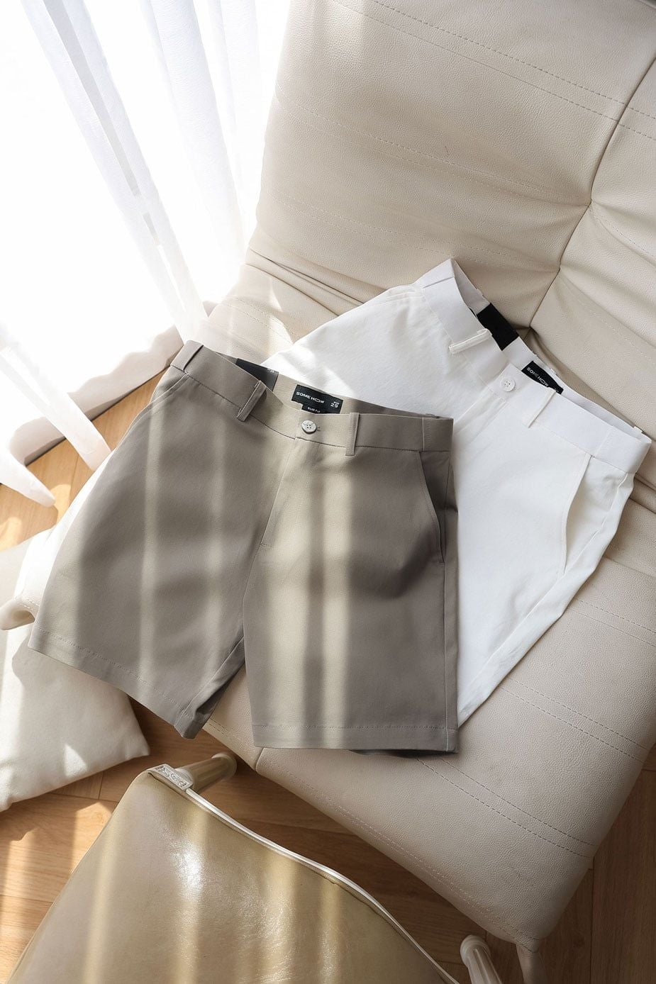 Quần Short Slimfit Khaki Elas Basic