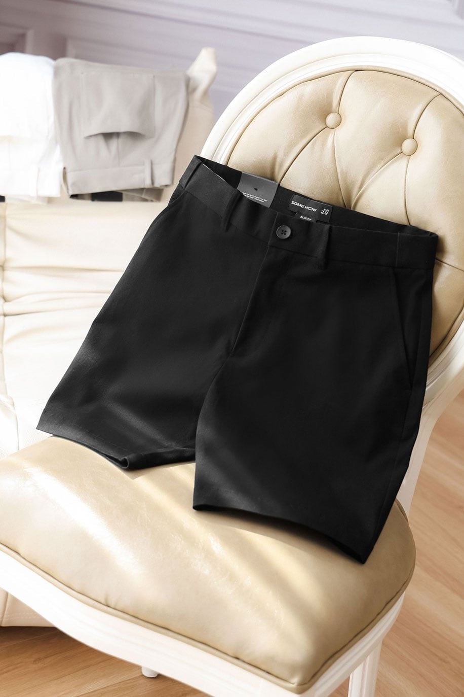 Quần Short Slimfit Khaki Elas Basic