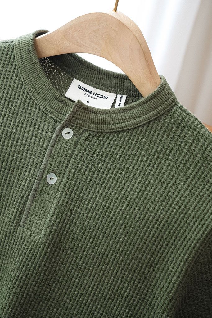 Áo Thun Slimfit Henley Tổ Ong