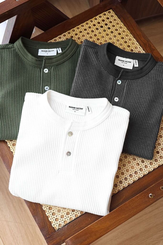 Áo Thun Slimfit Henley Tổ Ong