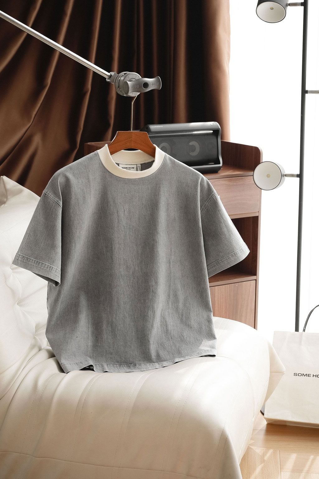 Áo Thun Boxy Denim Wash Enzyme Phối Bo