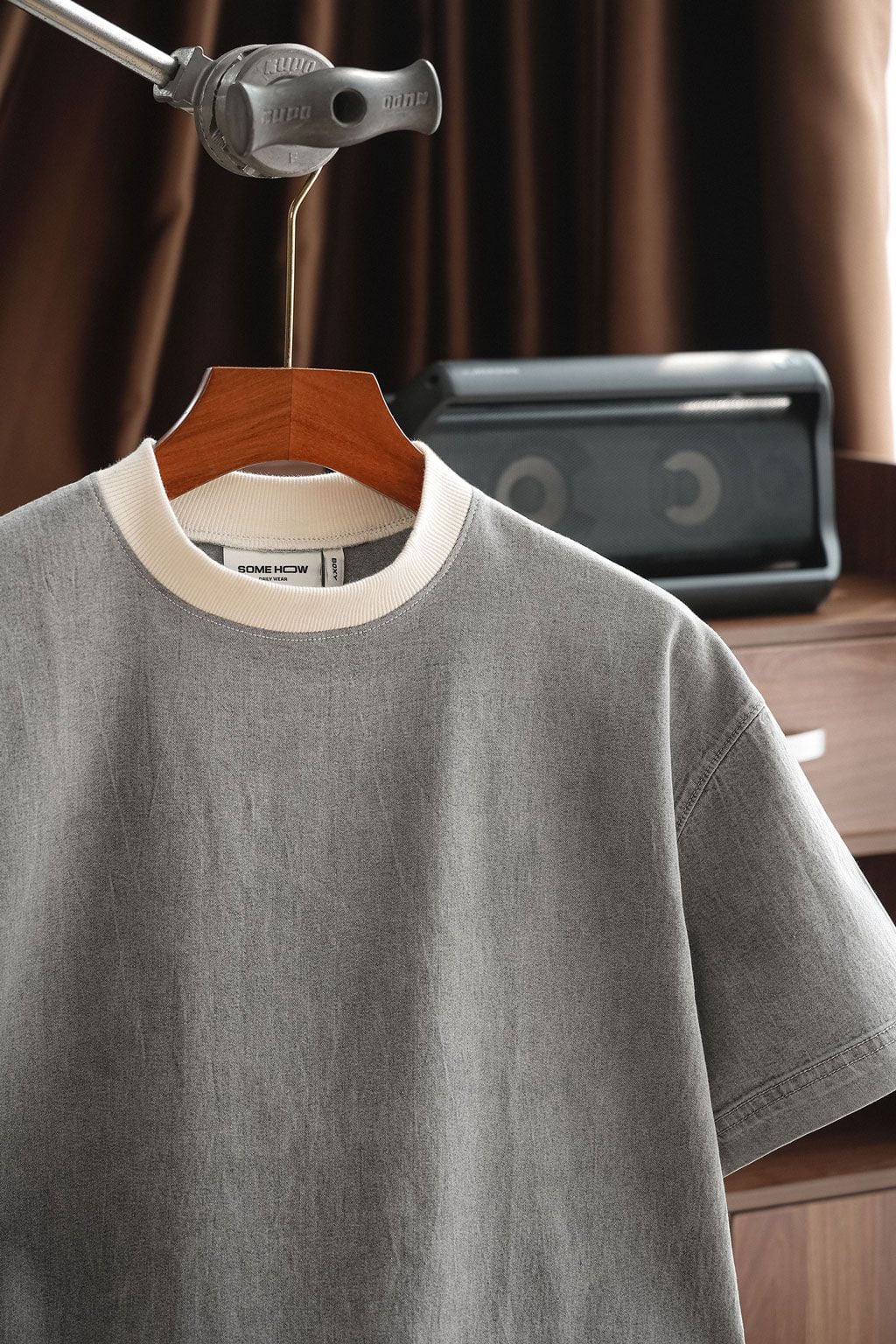 Áo Thun Boxy Denim Wash Enzyme Phối Bo