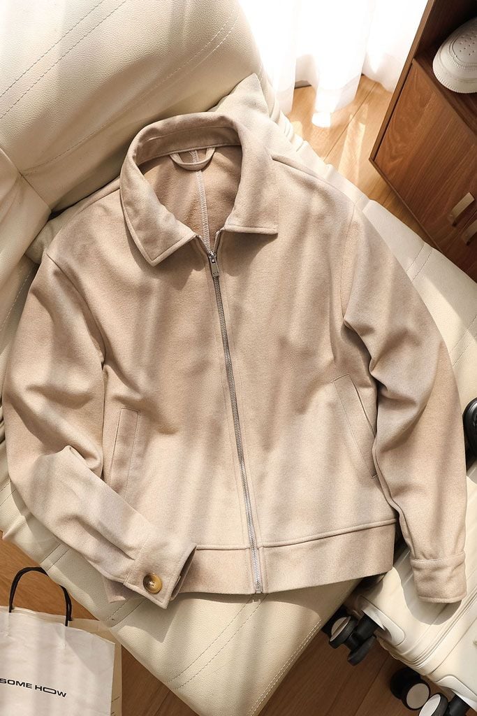 Áo Khoác Dạ Relaxed Zipper Basic