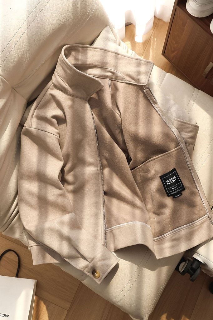 Áo Khoác Dạ Relaxed Zipper Basic