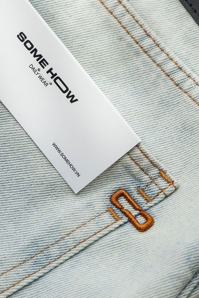 Quần Short Straight Jean Distress Bright Wash V1