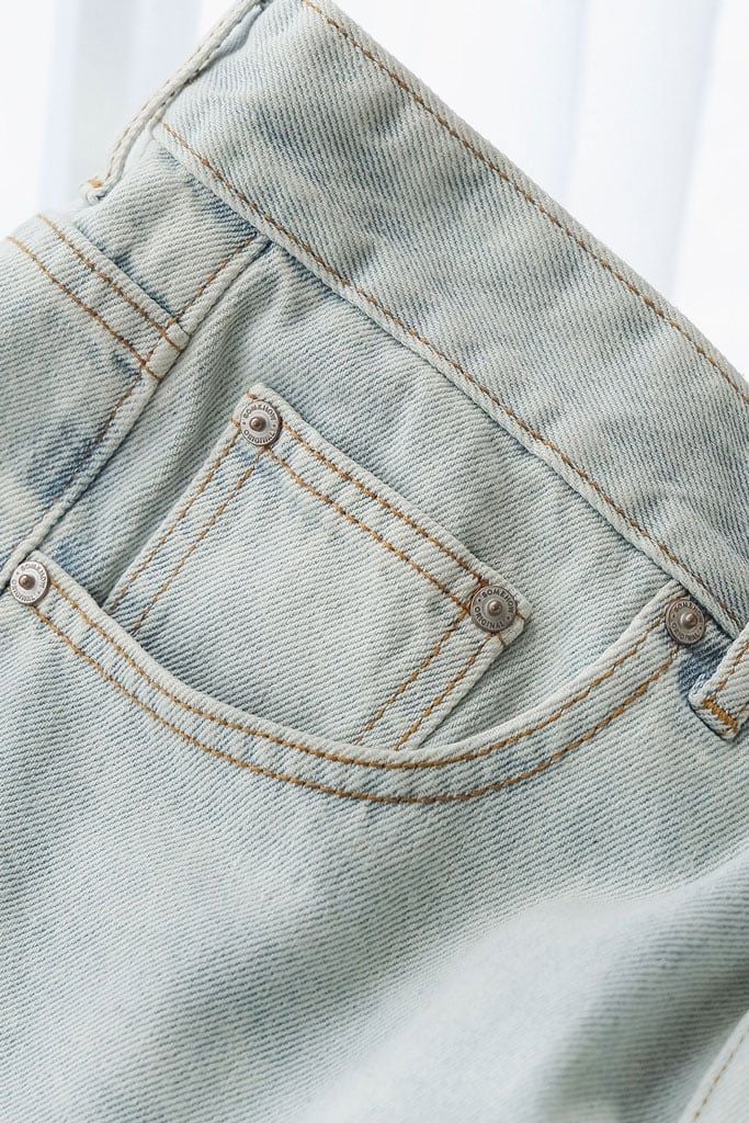 Quần Short Straight Jean Distress Bright Wash V1