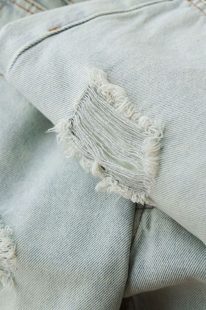 Quần Short Straight Jean Distress Bright Wash V1