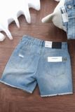 Quần Short Straight Jean Distress Blue Wash V1