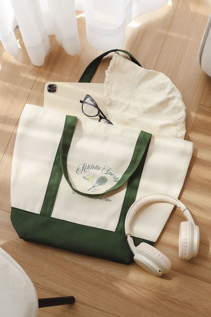 Túi Tote Athletic Sporty Beige Green