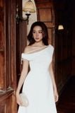 Đầm Dài Vai Lệch Phối Ren Ethereal