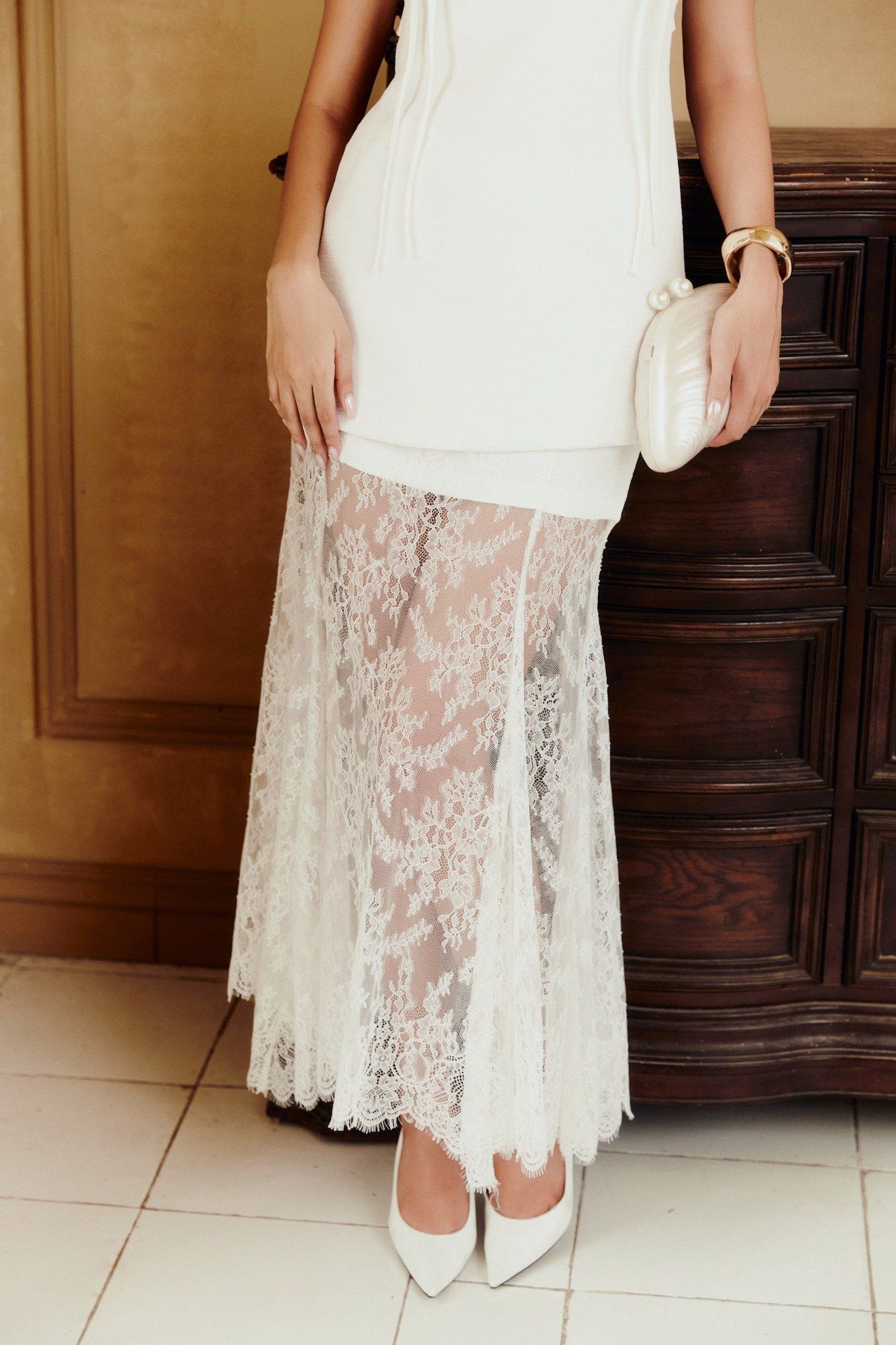  Chân Váy Dài Moonlit Lace 