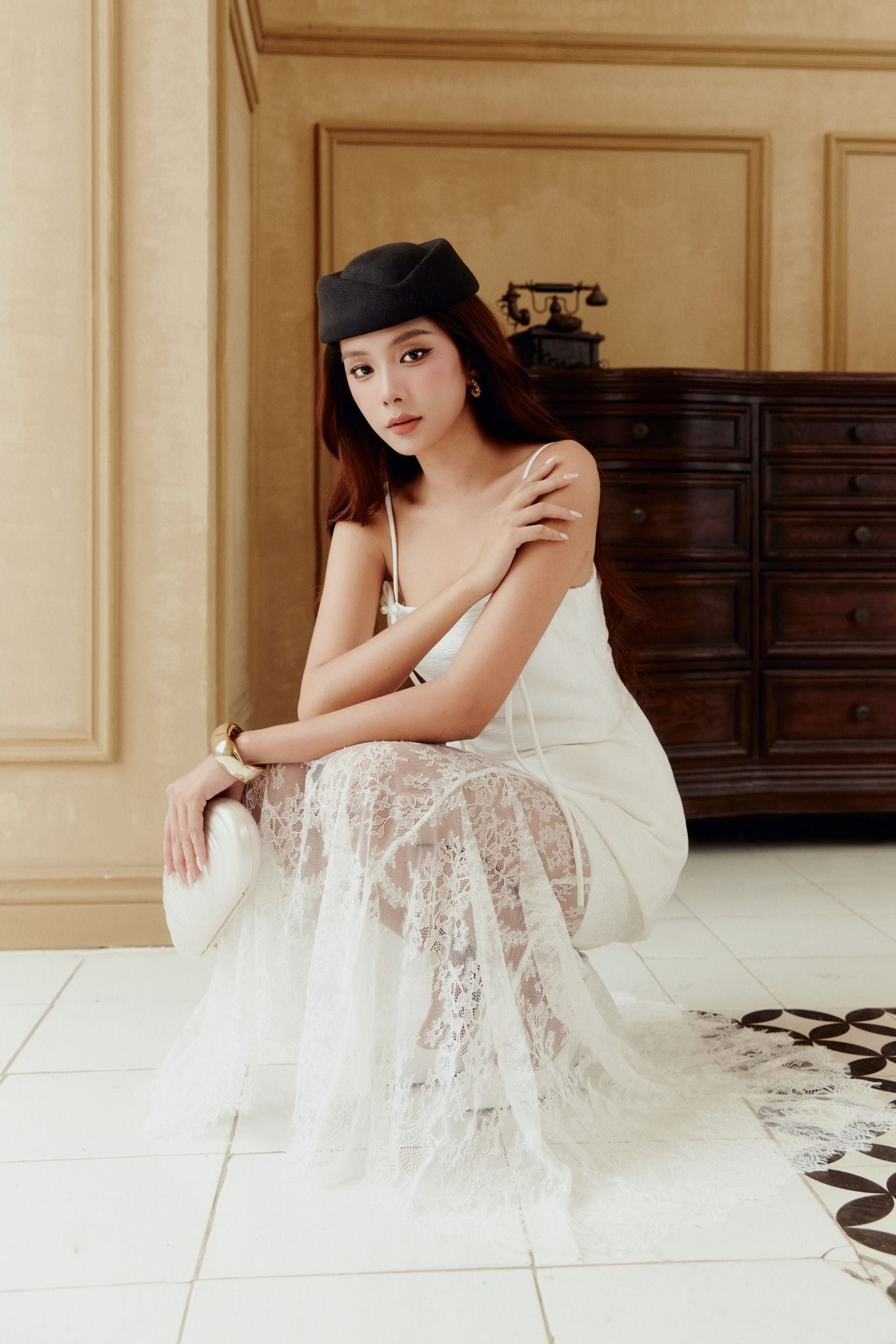 Chân Váy Dài Moonlit Lace