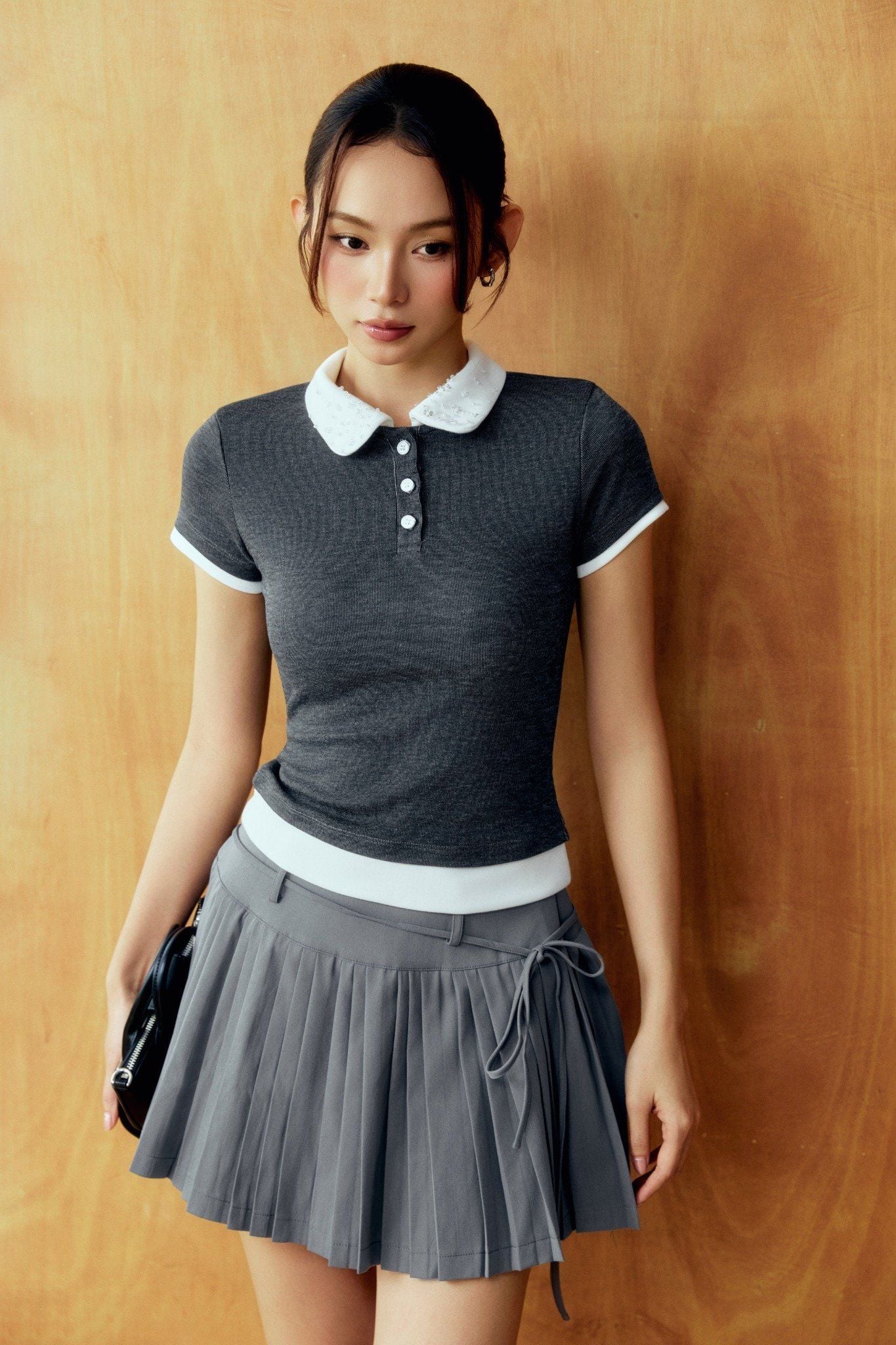 Chân Váy Ngắn Tiny Pleats Khaki