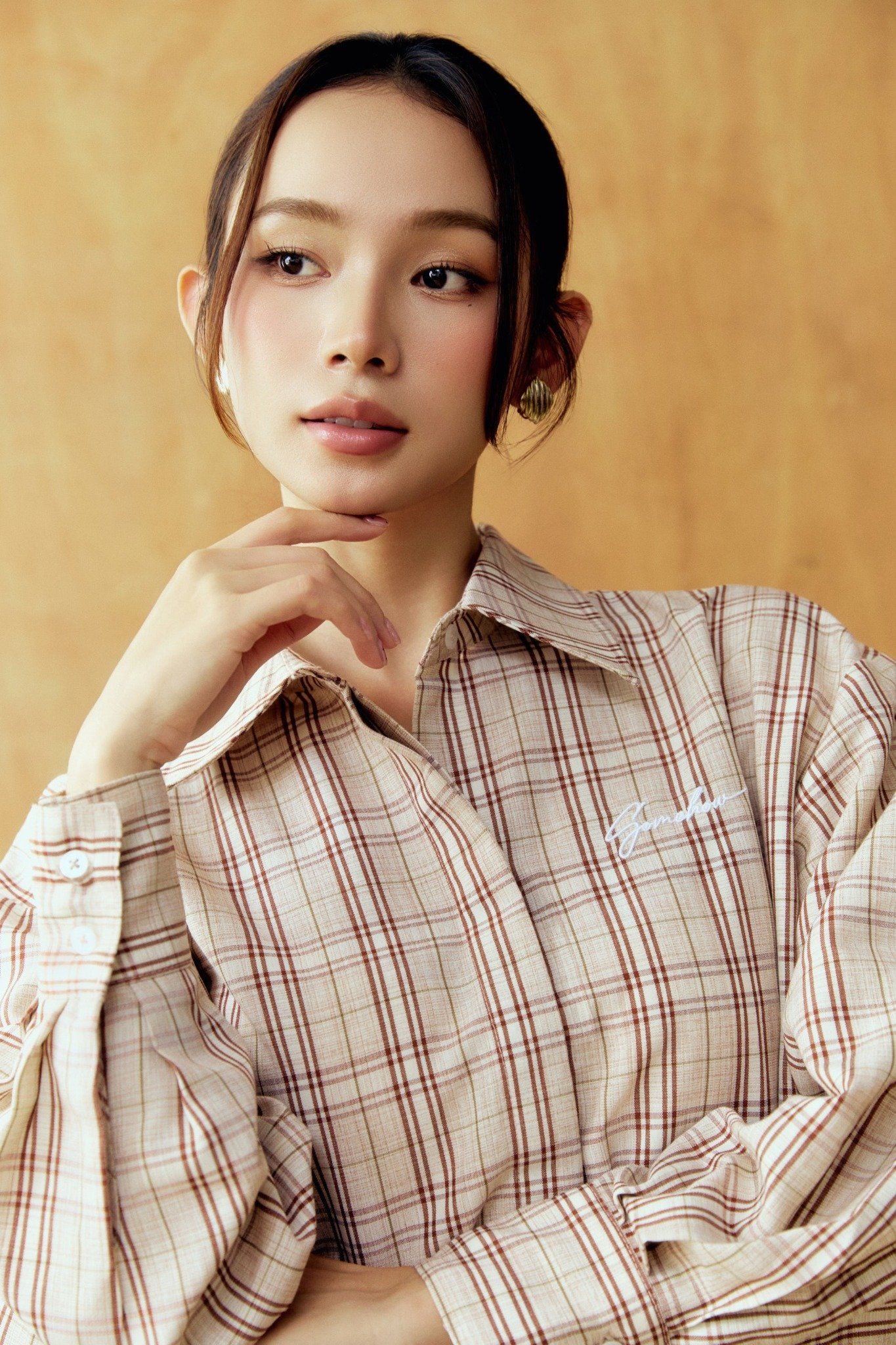 Đầm Ngắn The Checked Shirt Neck