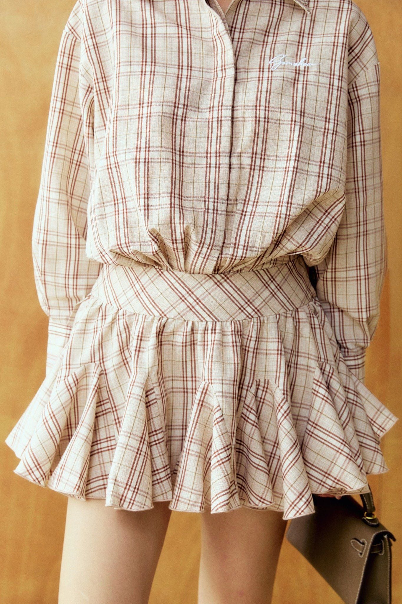 Đầm Ngắn The Checked Shirt Neck