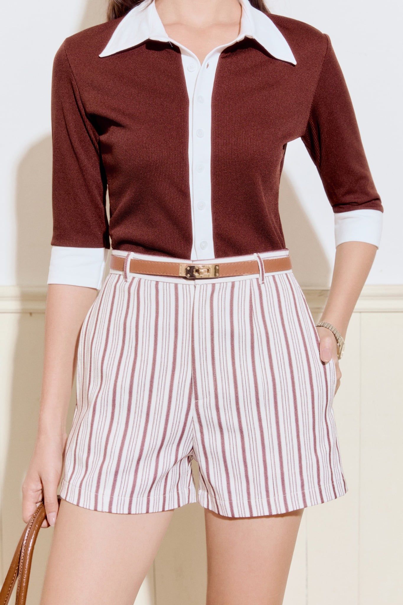 Áo Calm Ivory Collar Ribbed