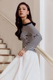 Áo Thun Tay Dài Striped Off Shoulder