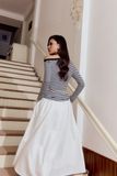 Áo Thun Tay Dài Striped Off Shoulder