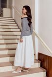 Áo Thun Tay Dài Striped Off Shoulder