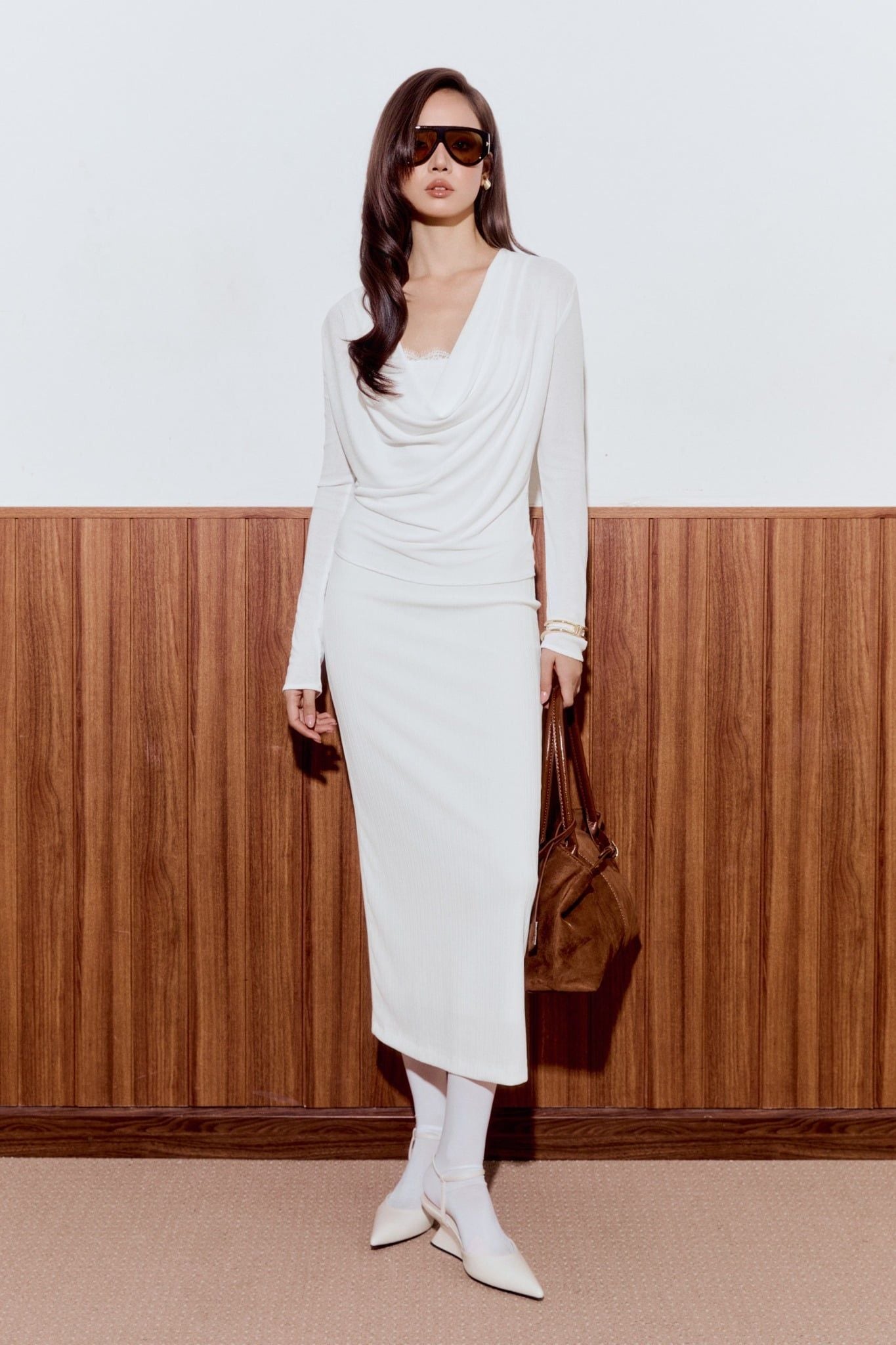 Đầm Dài Rib Drape Seta