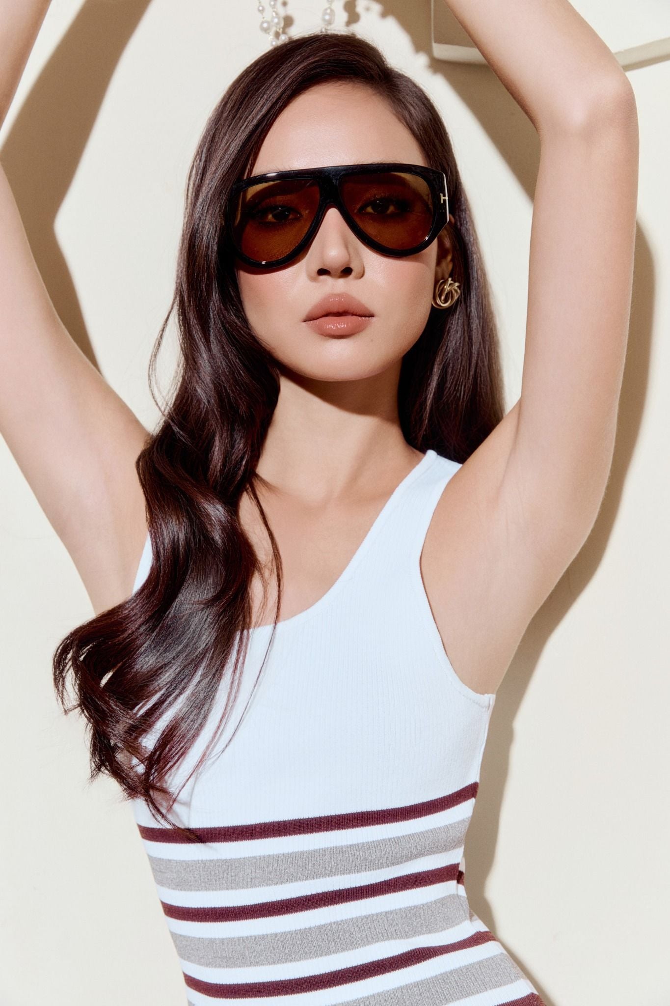 Đầm Dài Ecru Line Knit