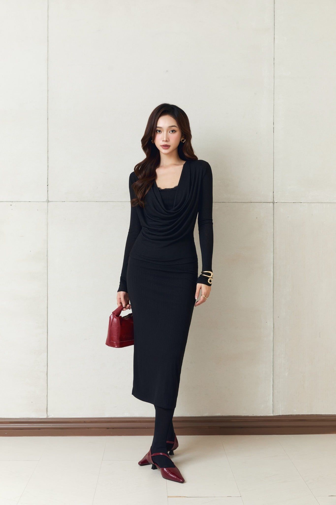 Đầm Dài Rib Drape Seta