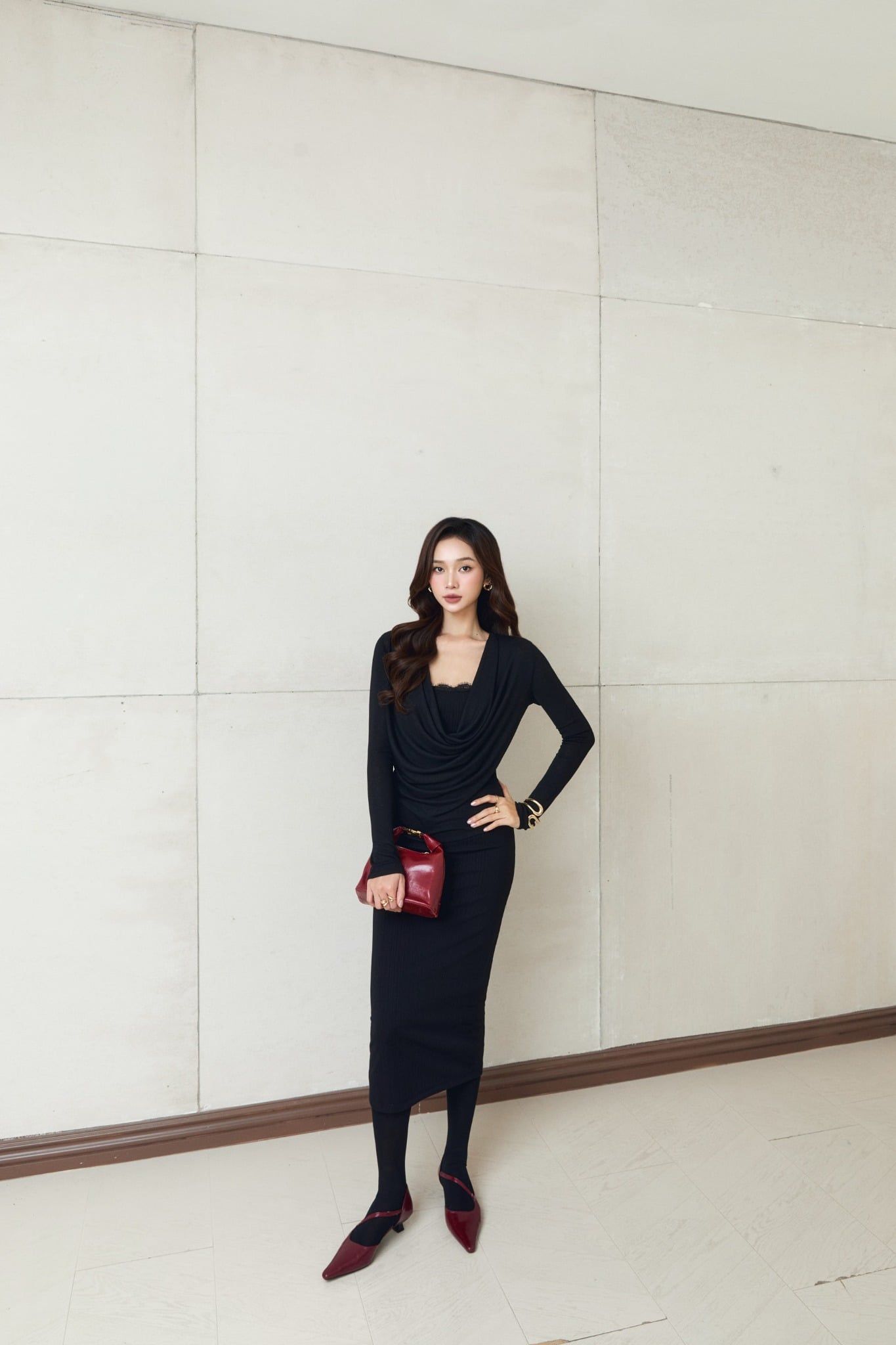 Đầm Dài Rib Drape Seta