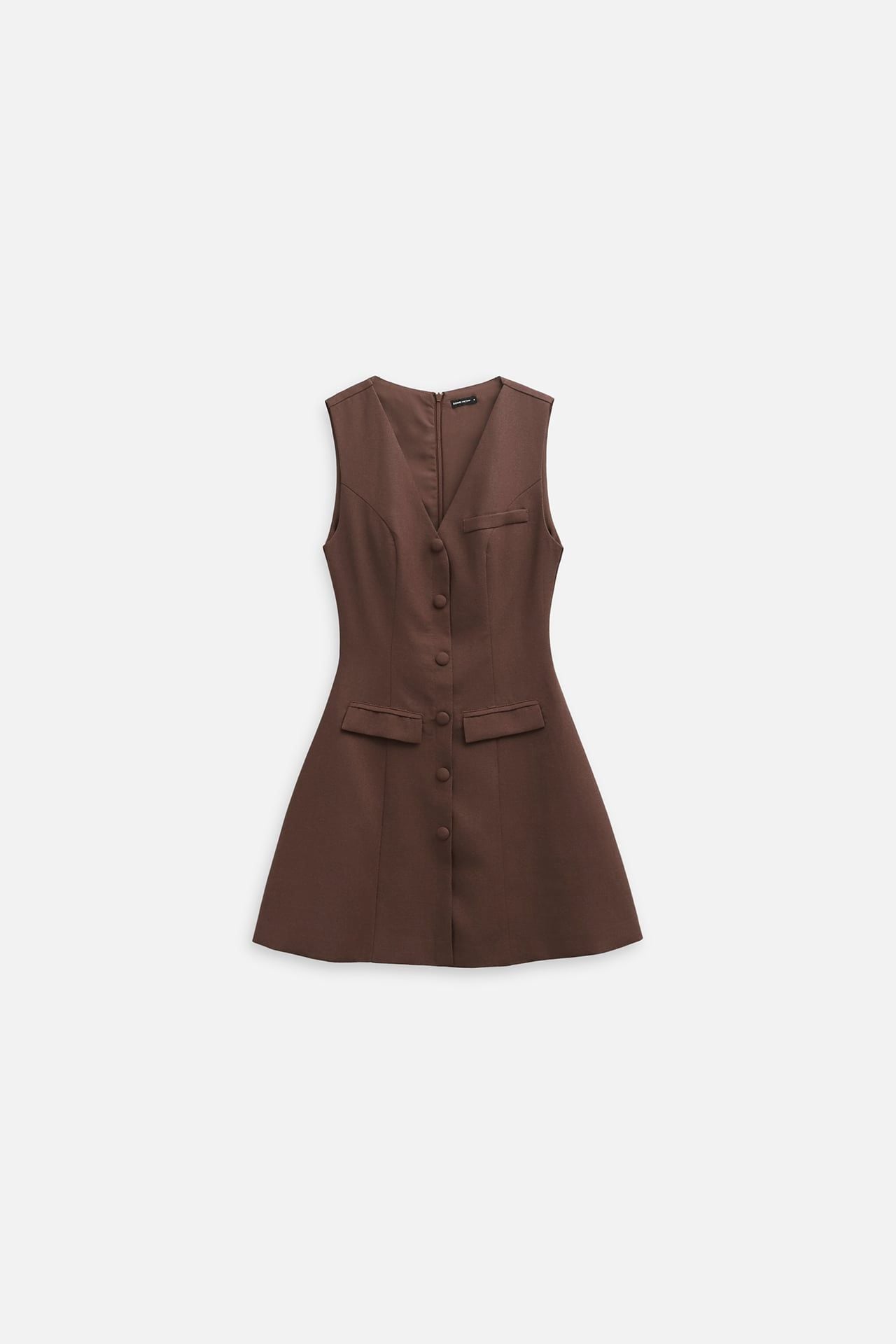 Đầm Ngắn Linen Vneck Buttons