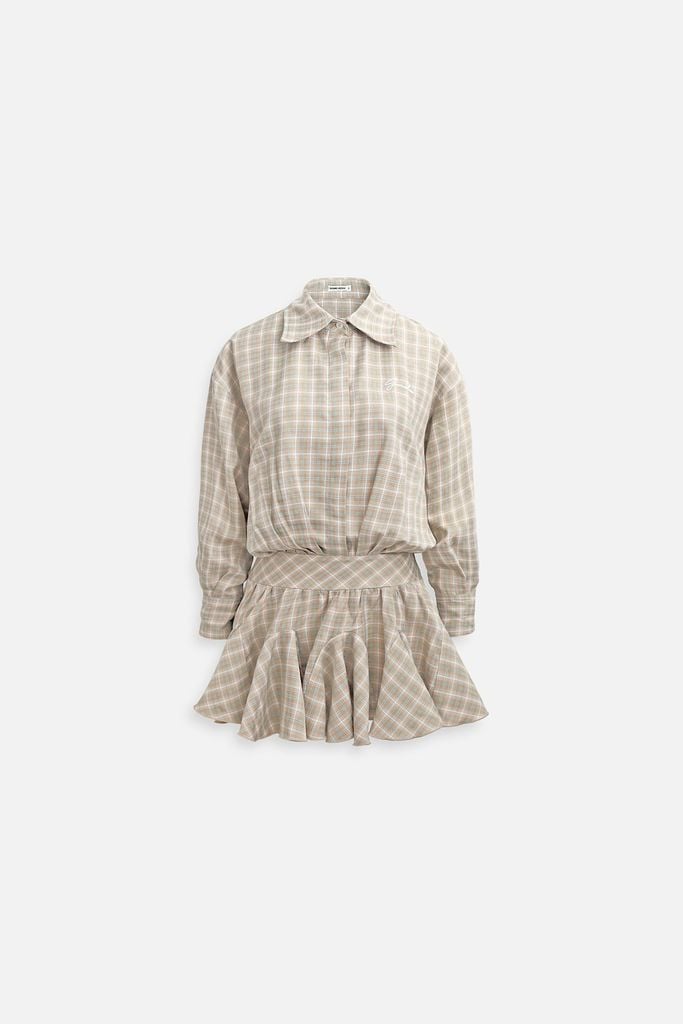  Đầm Ngắn The Checked Shirt Neck 