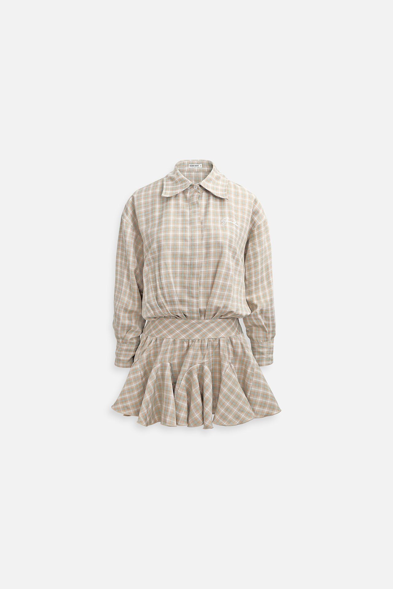 Đầm Ngắn The Checked Shirt Neck