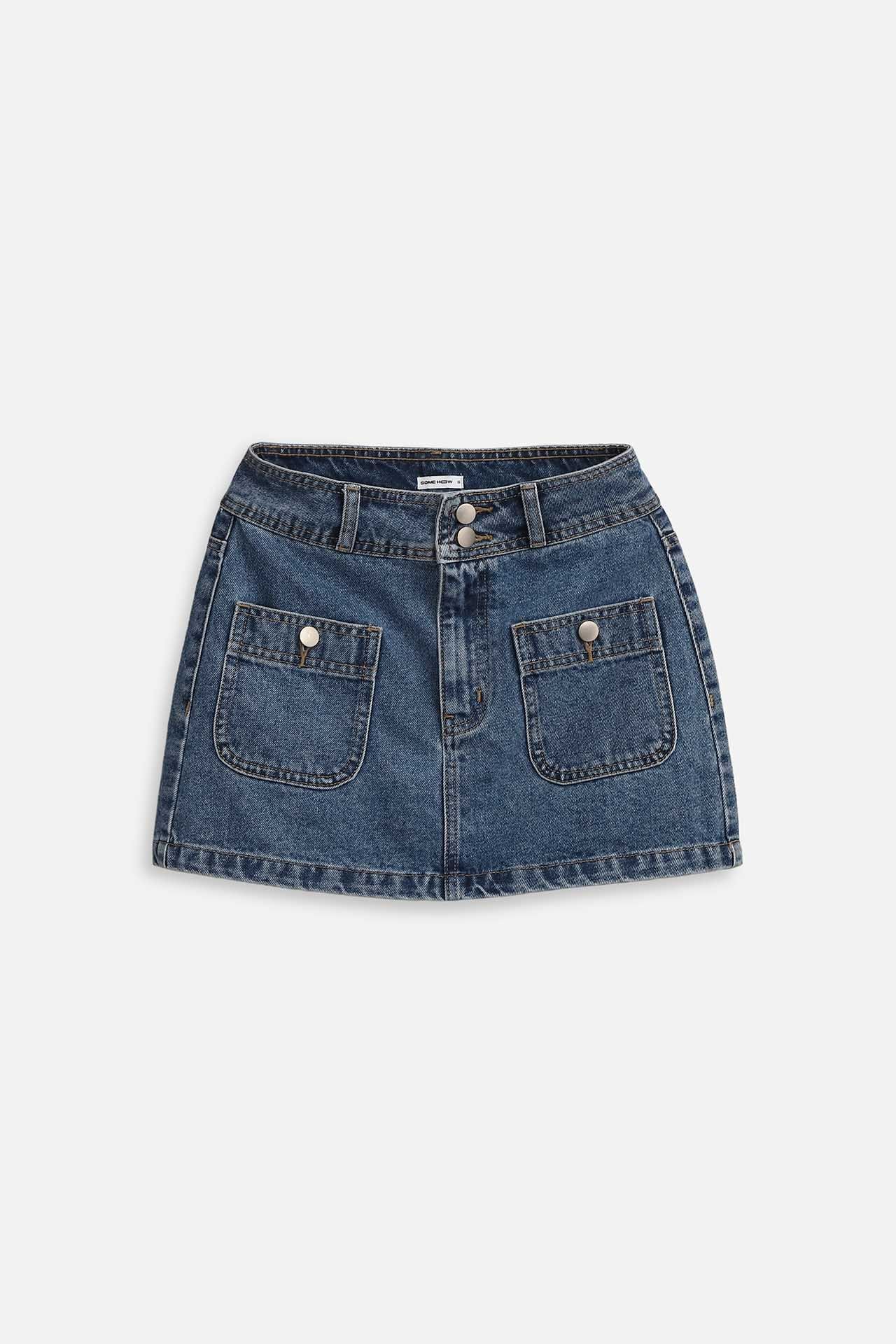 Chân Váy Ngắn Denim 2 Pockets