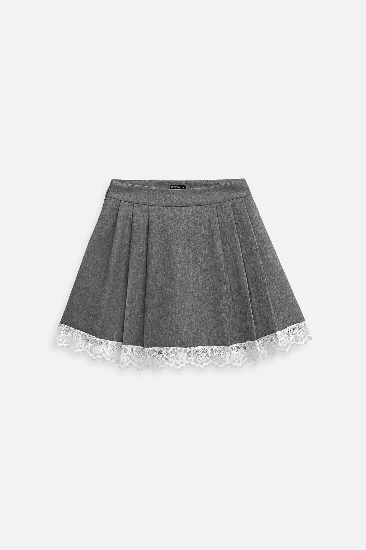 Chân Váy Ngắn Side Pleat Lacey Hem