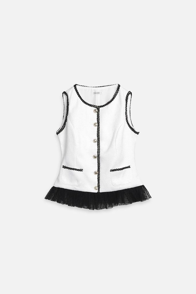  Áo Classic Tweed Bouclé Peplum 